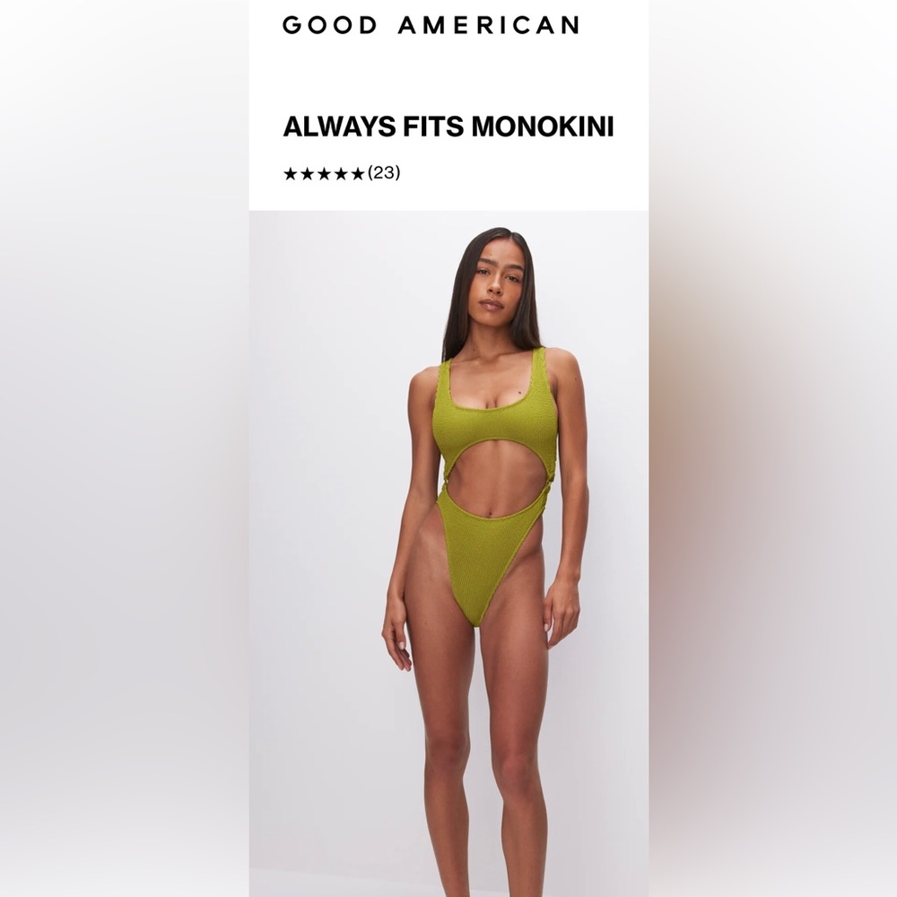 GOOD AMERICAN - ALWAYS FITS MONOKINI SWIMSUIT | CHARTREUSE | Sz S/M